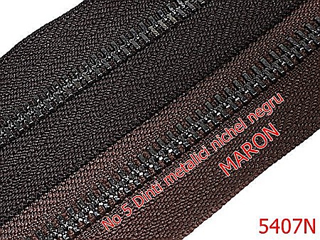 Fermoar metalic - 5407N/Fermoar Dinti Nichel Negru  Metalici-NO5----maron-----