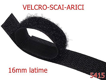 Accesorii metalice pentru marochinarie - 5415/Velcro Scai Arici -16-mm-poliester--negru-----
