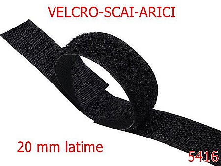 Accesorii metalice pentru marochinarie - 5416/Velcro Scai Arici -20-mm-poliester--negru-----