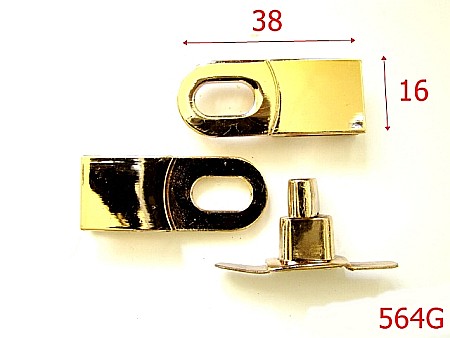 Inchizatori poseta - 564G/INCHIZATOARE 3 ELEMENTE  GOLD-38x16-mm---gold-----H40