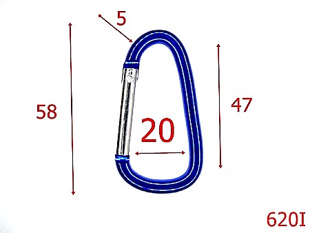 Carabine portchei - 620I/CARABINA ALUMINIU  ELOXAT-20-mm---albastru--5M8-5A6-5A4--M36