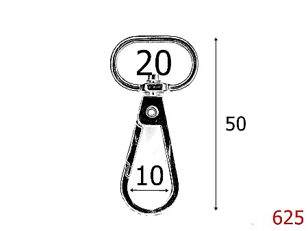Carabine poseta - 625/CARABINA 2 CM NIKEL-20-mm---nichel---5G4-5G5-5B5--Y3