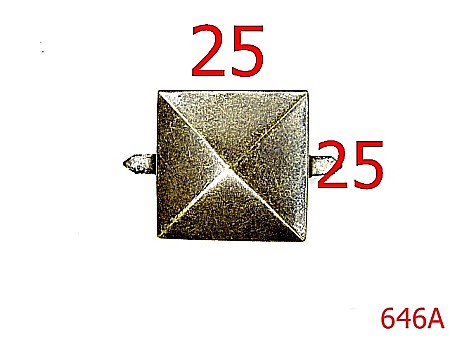 Accesorii metalice pentru marochinarie - 646A/ORNAMENT PIRAMIDAL 25X25-25x25-mm---antic-MAIM---E44-D5