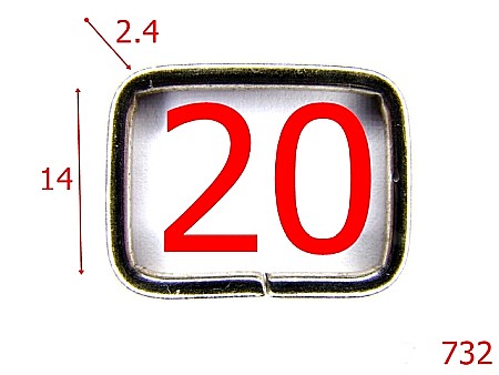 Inele - 732/INEL DREPTUNGHIULAR  20MM-20-mm-2.4-nichel---3J4--B25