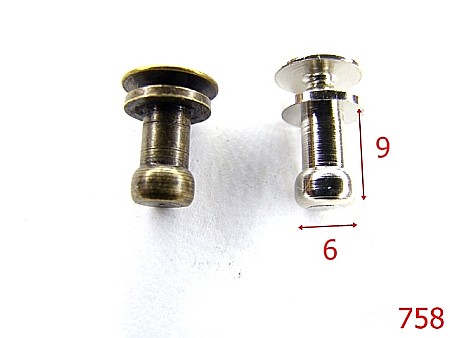 Accesorii metalice pentru marochinarie - 758/OPRITORI 9MM CLASICI CURELUSE-6X9-mm---nichel---4J4-6A8-D24