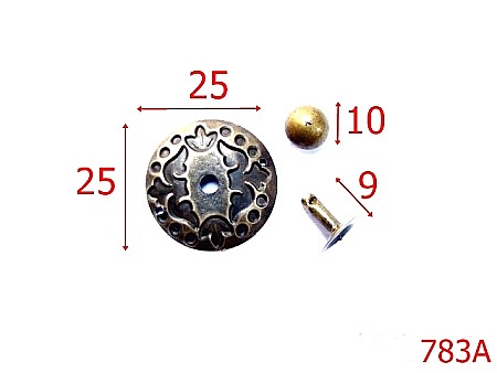 Accesorii metalice pentru marochinarie - 783A/ORNAMENT-25-mm---antic-15B7--3L7--E8
