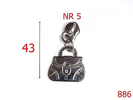 Cursori fermoar - 886/CURSOR POSETA-Nr 5-mm---nichel---2E5--M25