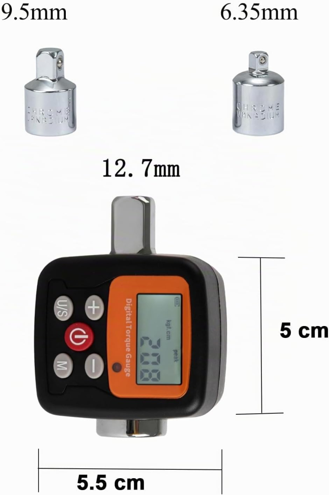 Adaptor cuplu digital dinamometric Beslands 10.2 - 200 Nm cu adaptoare 1/4" si 3/8" [2]