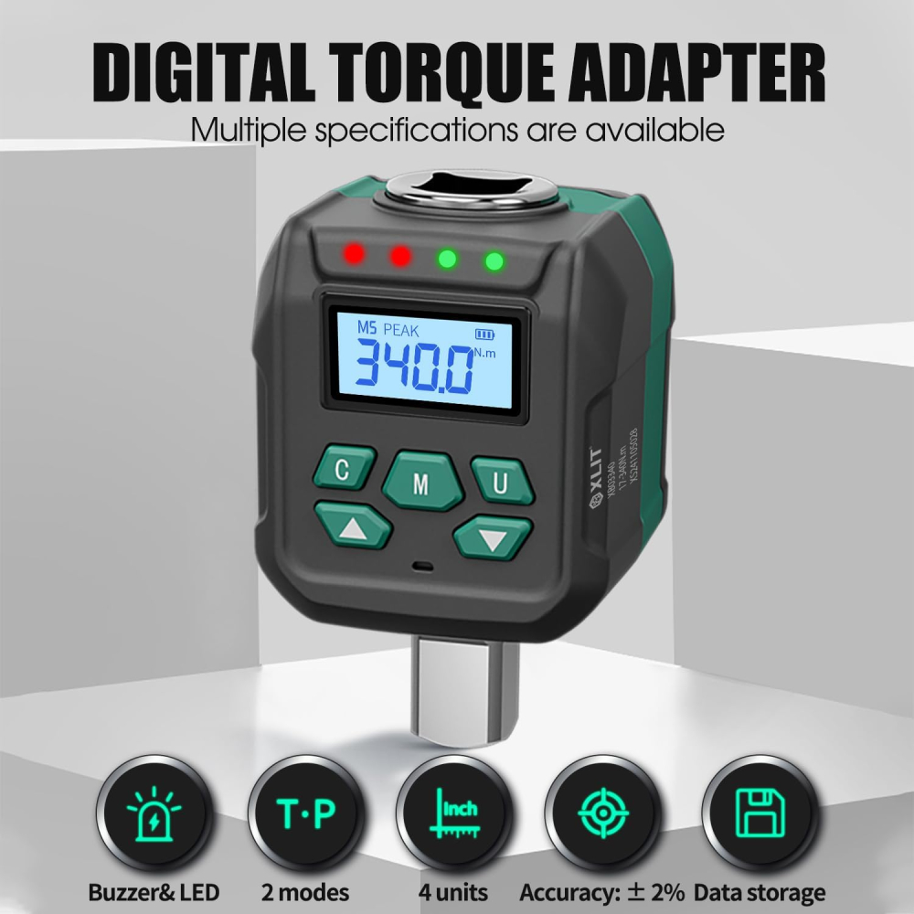Adaptor digital de cuplu dinamometric XLIT 1/2 inch 17-340 Nm cu adaptoare 1/4" si 3/8" [3]
