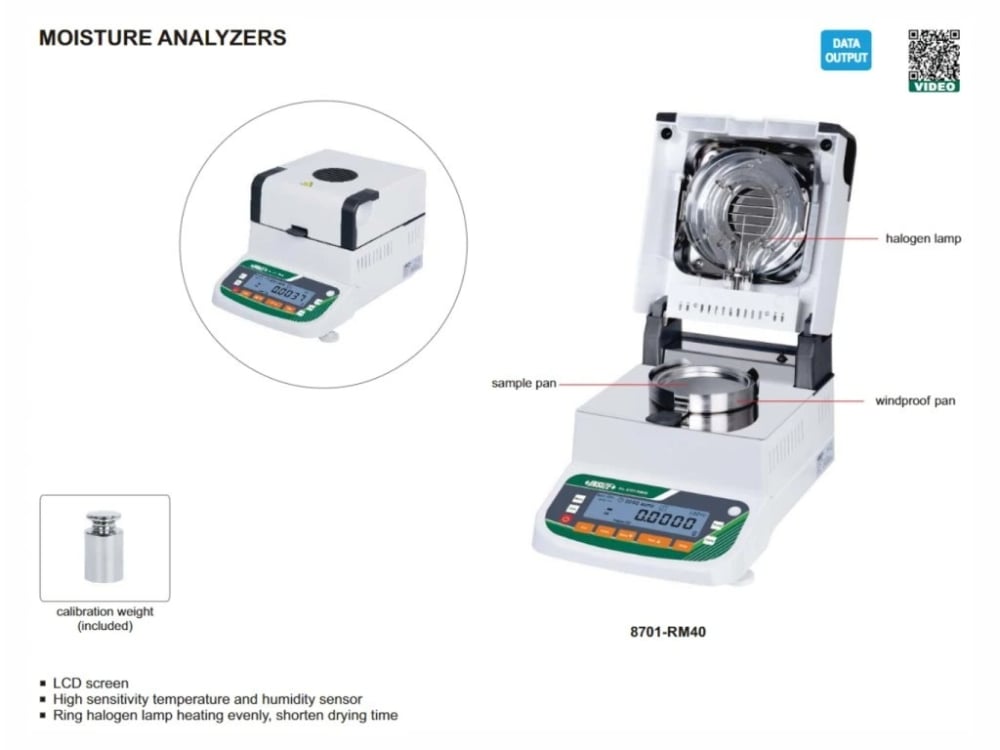 Analizor de umiditate INSIZE 120 g, rezolutie 0,1 mg, halogen 450W, RS23C [2]