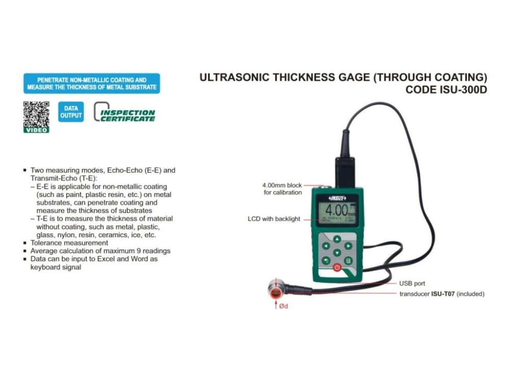 Aparat de masurat grosimea cu ultrasunete ISU-300D INSIZE moduri Echo-Echo si Transmit-Echo [2]
