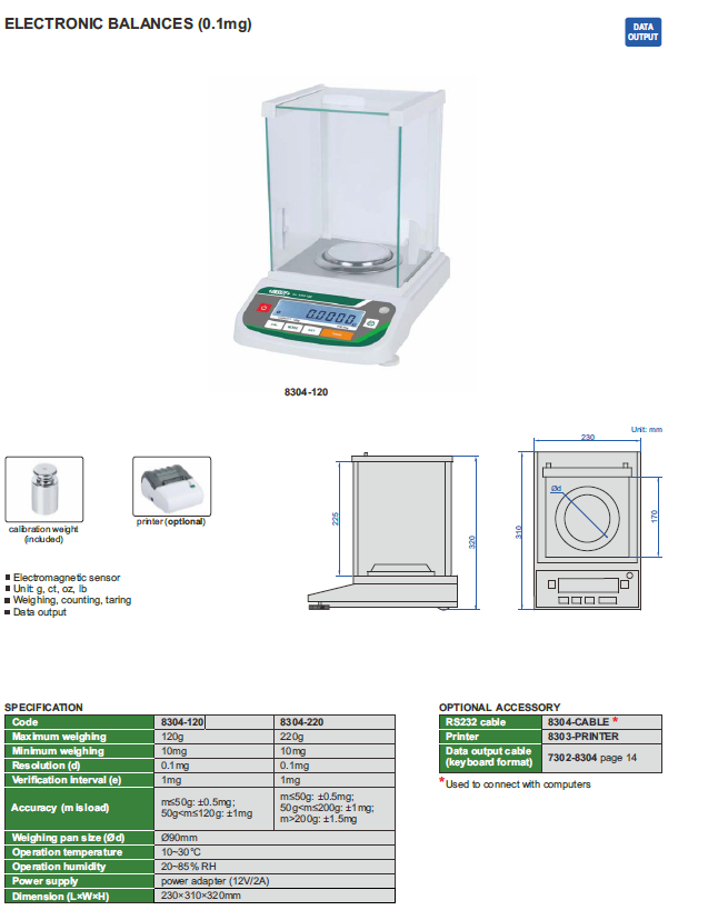 Balanta digitala de precizie INSIZE 220 g, rezolutie 0,1 mg, senzor electromagnetic [2]