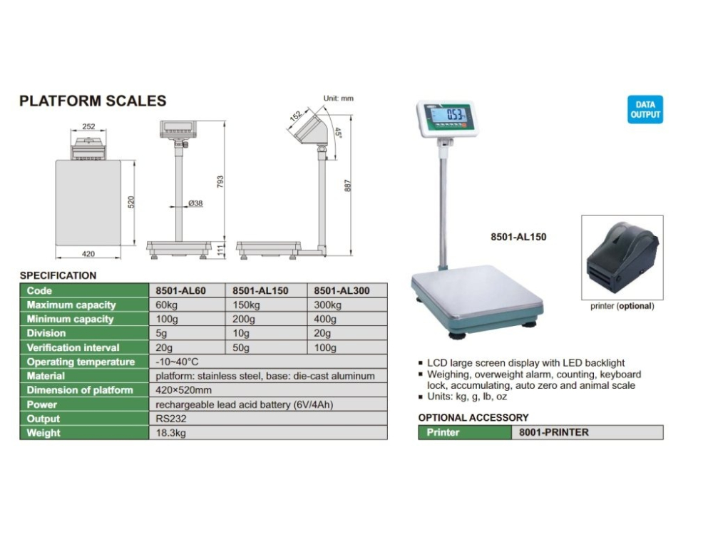 Cantar digital cu platforma INSIZE capacitate 150 kg, rezolutie 10 g [2]
