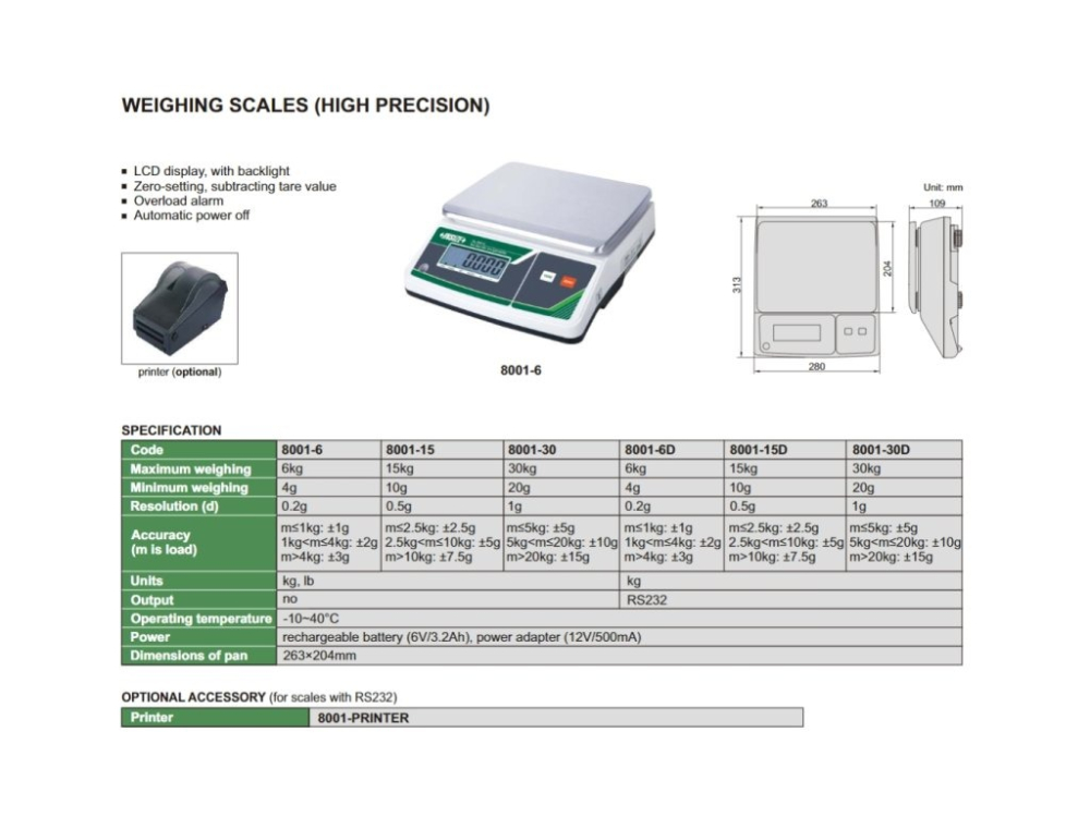 Cantar digital de precizie INSIZE capacitate 15 kg, rezolutie 0,5 g, cu port iesire date [2]
