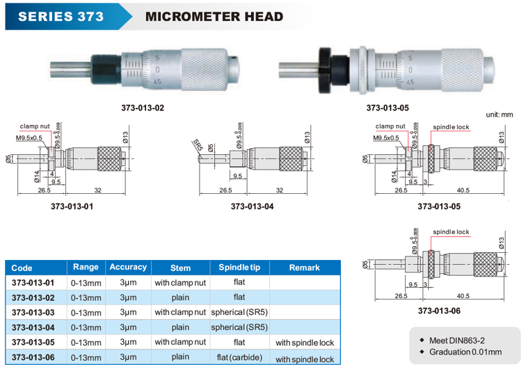 Cap micrometric mecanic 373-013-02 ACCUD 0-13mm x 0.01mm varf plat [2]