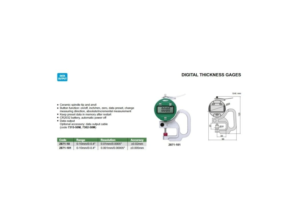 Ceas comparator digital pentru grosimi INSIZE 0-10mm, rezolutie 0,001mm, precizie +/-0,005mm [2]