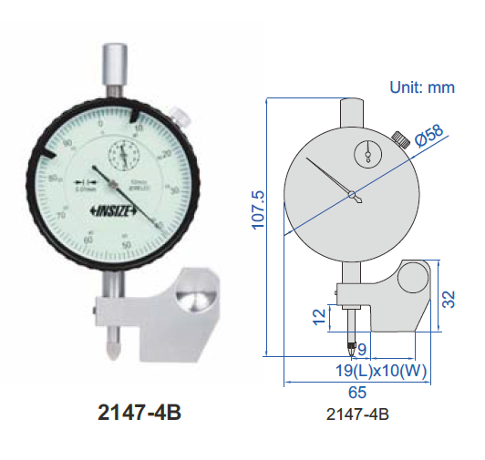 Dispozitiv mecanic INSIZE 0~±5 mm pentru masurarea diferentei de inaltime, cursa 10 mm [2]