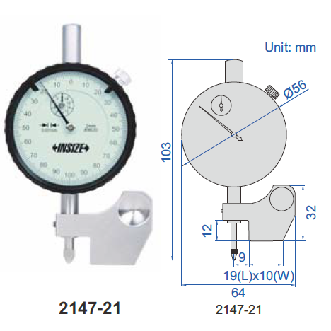 Dispozitiv mecanic INSIZE 0~±2 mm pentru masurarea diferentei de inaltime, cursa 2 mm [2]