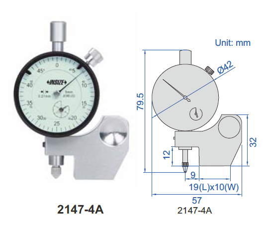 Dispozitiv mecanic INSIZE 0~±5 mm pentru masurarea diferentei de inaltime, cursa 5 mm [2]