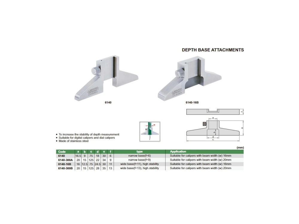 Punte de masura pentru subler de adancime INSIZE 20 mm, otel inoxidabil [2]