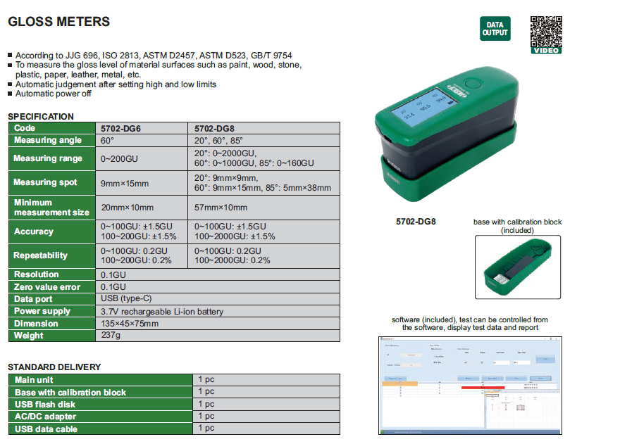 Glossmetru 60 grade 5702-DG6 INSIZE, interval 0-200 GU, acumulator Li-Ion reincarcabil [2]