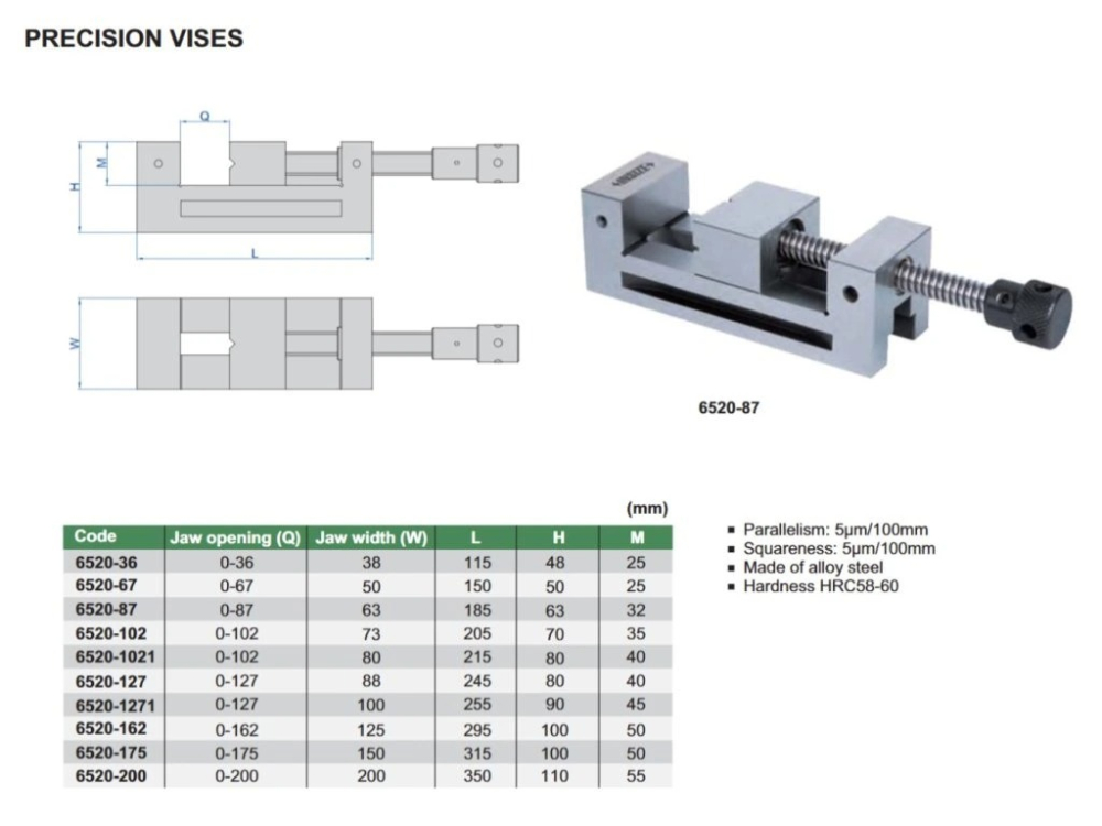 Menghina de precizie cu strangere clasica INSIZE deschidere 0-200mm si latime falci 200mm [2]