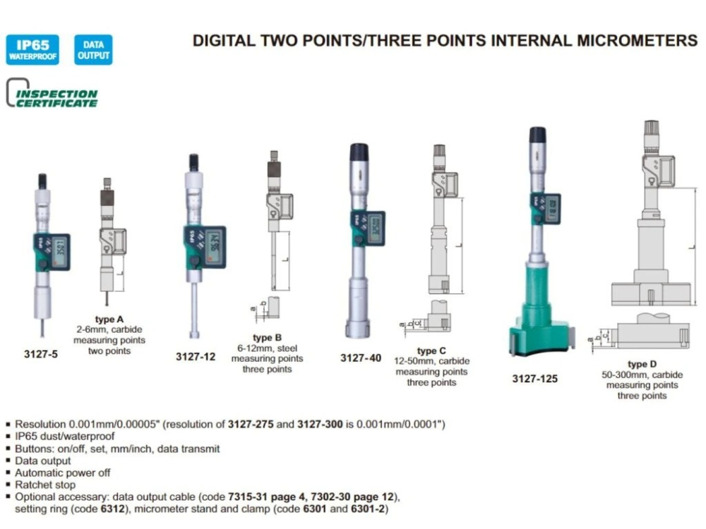 Micrometru digital de interior in 2 puncte INSIZE 5-6 mm, rezolutie 0,001 mm, tip A [2]