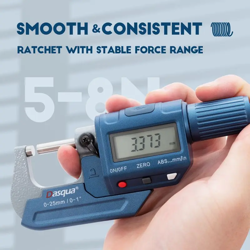 Micrometru exterior digital Dasqua 0–25mm, rezolutie 0,001mm, precizie +/-0,003mm, ecran mare [11]