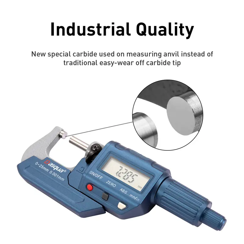 Micrometru exterior digital Dasqua 0–25mm, rezolutie 0,001mm, precizie +/-0,003mm, ecran mare [5]