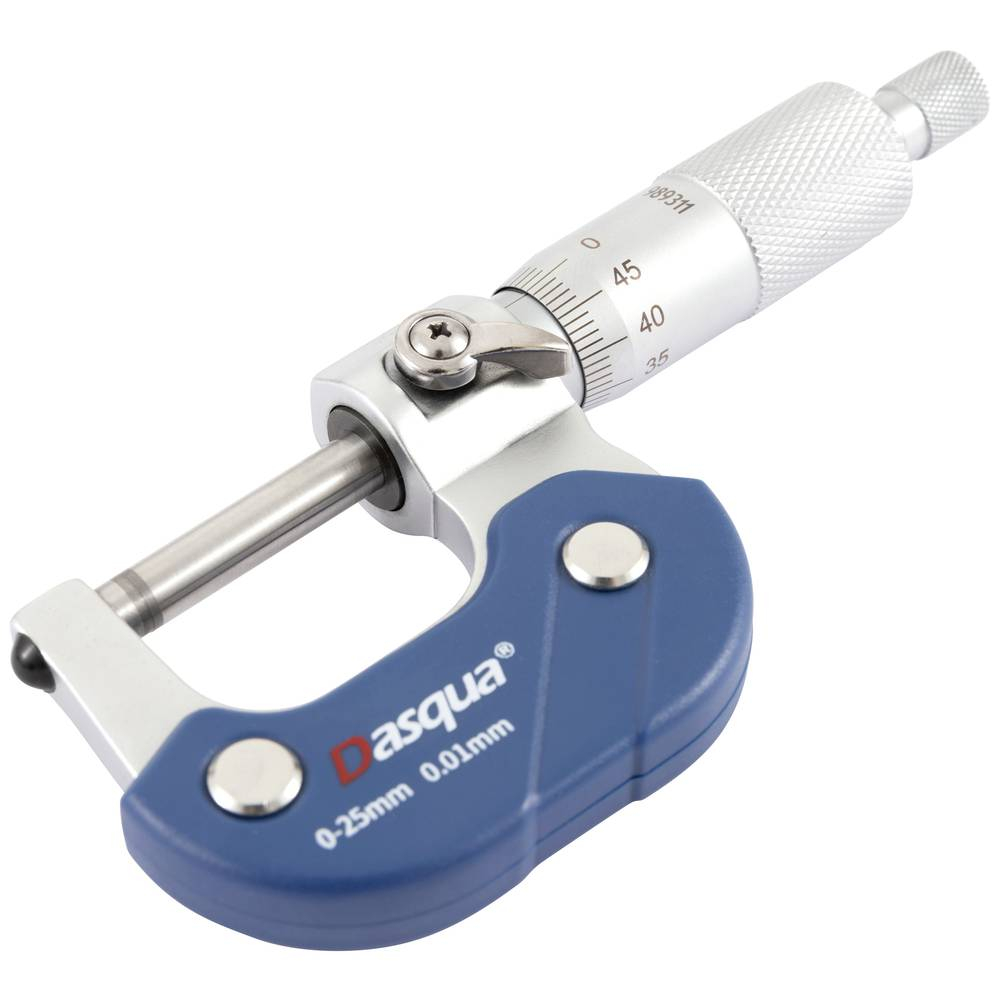 Micrometru mecanic exterior Dasqua 0–25mm, rezolutie 0,01mm, precizie 0,004mm, cadru cromat [2]