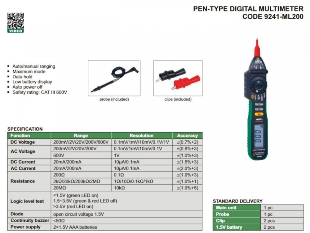 Multimetru tip stilou INSIZE ML200 CAT II 600V [2]