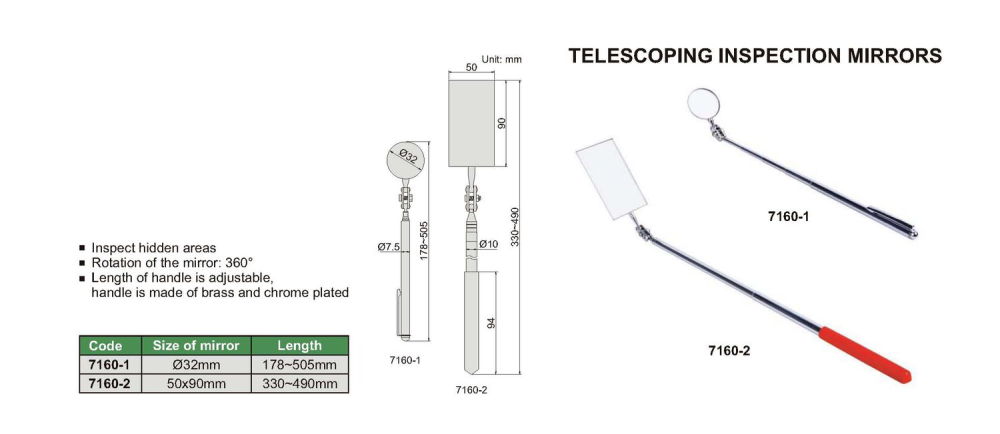 Oglinda de control telescopica INSIZE, diametru 32 mm, lungime 178-515 mm [3]