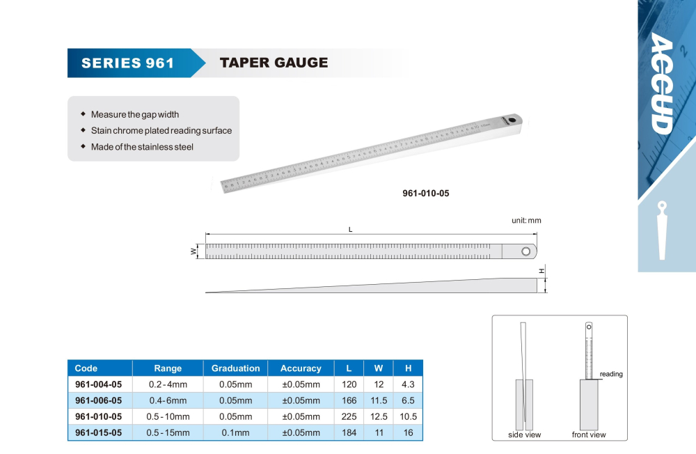 Pana de masurat ACCUD 0.5-10mm x 0.05mm, precizie +/-0.05mm, otel inoxidabil [2]