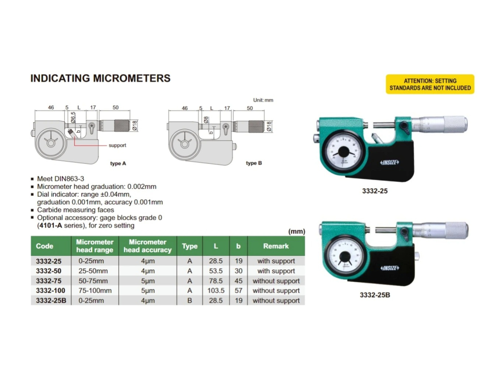 Pasametru mecanic INSIZE 25-50mm x 0,002mm, tip A, cu Certificat de Etalonare Metrologica [2]