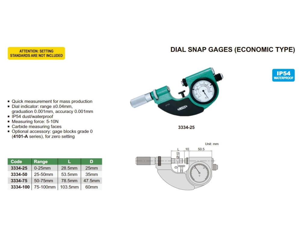 Pasametru mecanic INSIZE 25-50mm x 0,001mm, IP54, cu Certificat de Etalonare Metrologica [2]