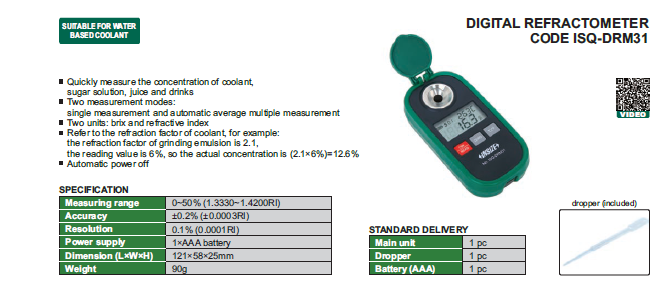 Refractometru digital INSIZE ISQ-DRM31, interval 0-50% Brix 1.3330-1.4200 RI, rezolutie 0.1%, masurare rapida emulsii de racire, zahar si sucuri [2]