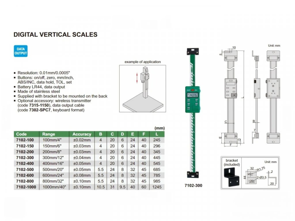 Rigla digitala verticala INSIZE 0-500 mm, rezolutie 0.01 mm, iesire date [2]