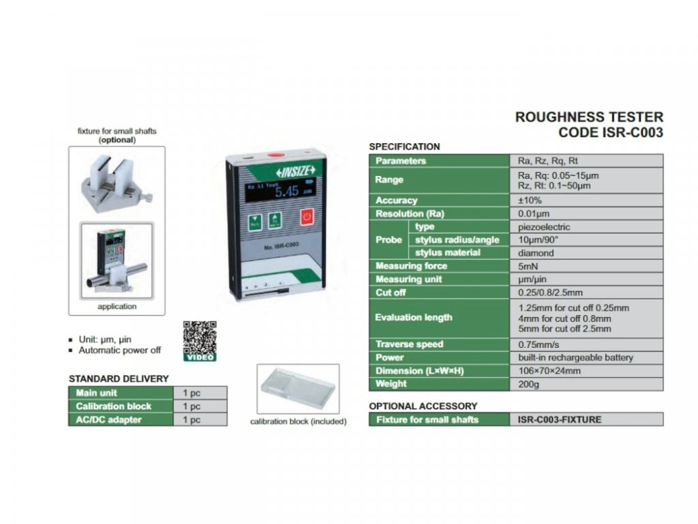 Rugozimetru digital INSIZE ISR-C003, Ra - Rq 0.05-15 µm , rezoluție 0,01 µm [2]