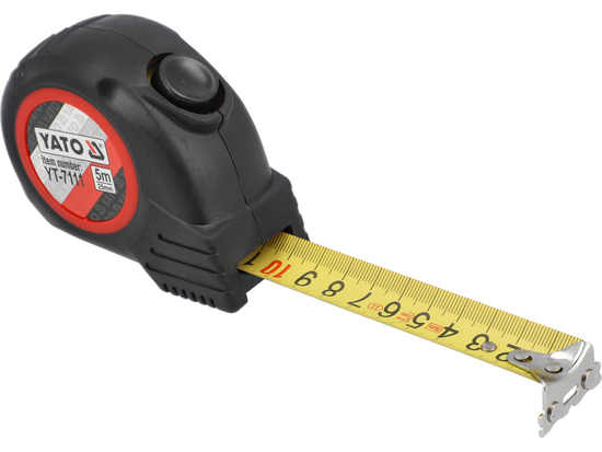 Ruleta cu banda metalica 5mx25mm, carcasa ABS si cauciuc, carlig magnetic [3]