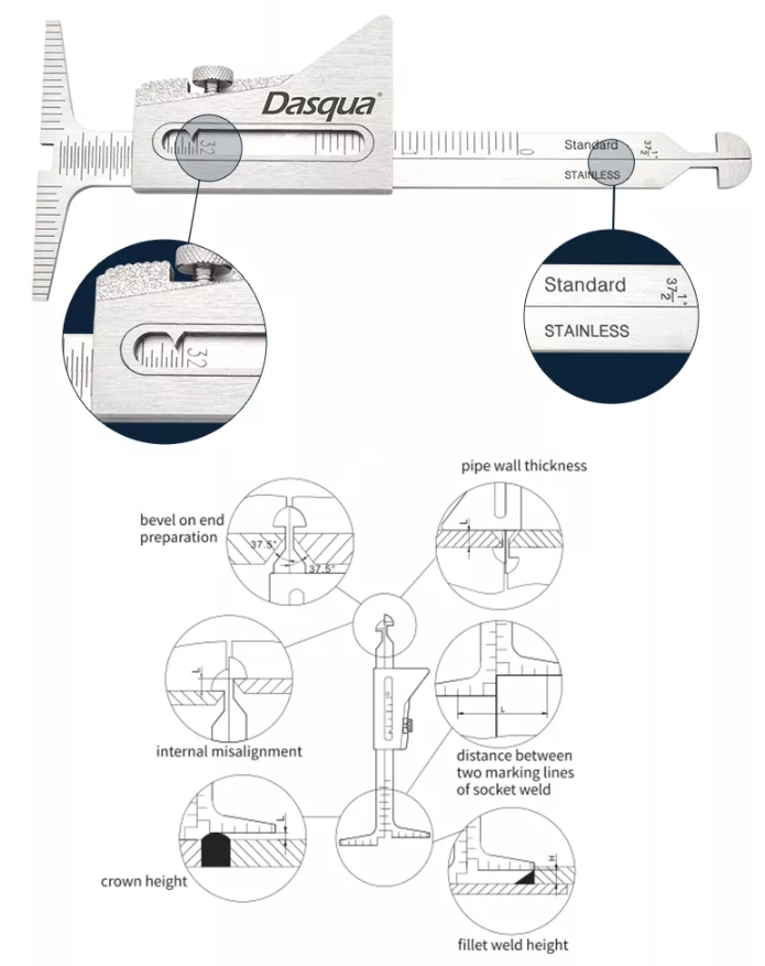 Calibru liniar sudura Dasqua 0–35mm, gradatie 1mm, precizie +/-0,5mm, otel inoxidabil [3]