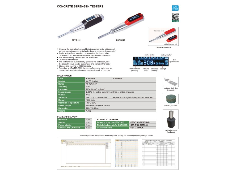 Sclerometru digital INSIZE CST-D102 pentru testare beton cu interval 10-70 N/mm2 [2]