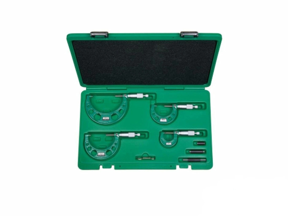 Set 4 micrometre mecanice INSIZE 0-100 mm, rezolutie 0.01 mm, clichet, DIN863-1 [1]