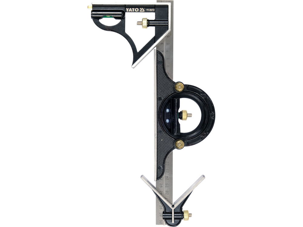 Set 4 piese atelier, echer combinat, raportor 0-180°, rigla 300mm, cap de centrare [2]