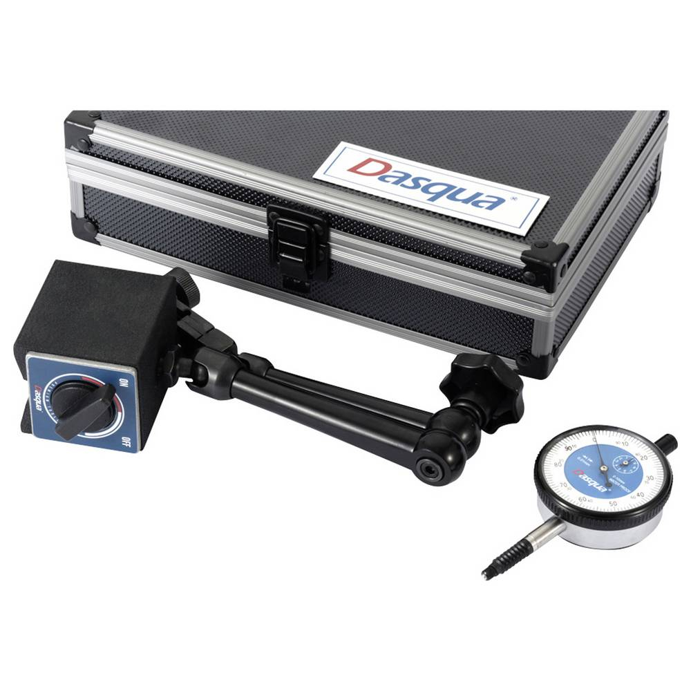 Set ceas comparator 0-10mm IP54 cu suport magnetic Dasqua, baza V, reglaj fin, 60kgf [3]