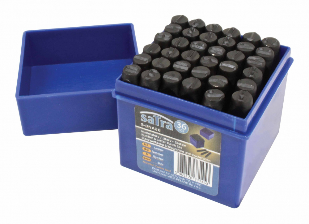 Set poansoane SATRA 36 piese, litere cifre simbol, 5mm, otel carbon [1]