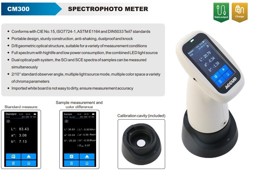 Spectrofotometru portabil ACCUD CM300, geometrie D/8, SCI/SCE, senzori CMOS, spectru 400-700nm, memorie interna, baterie reincarcabila, conectivitate USB si software inclus [2]