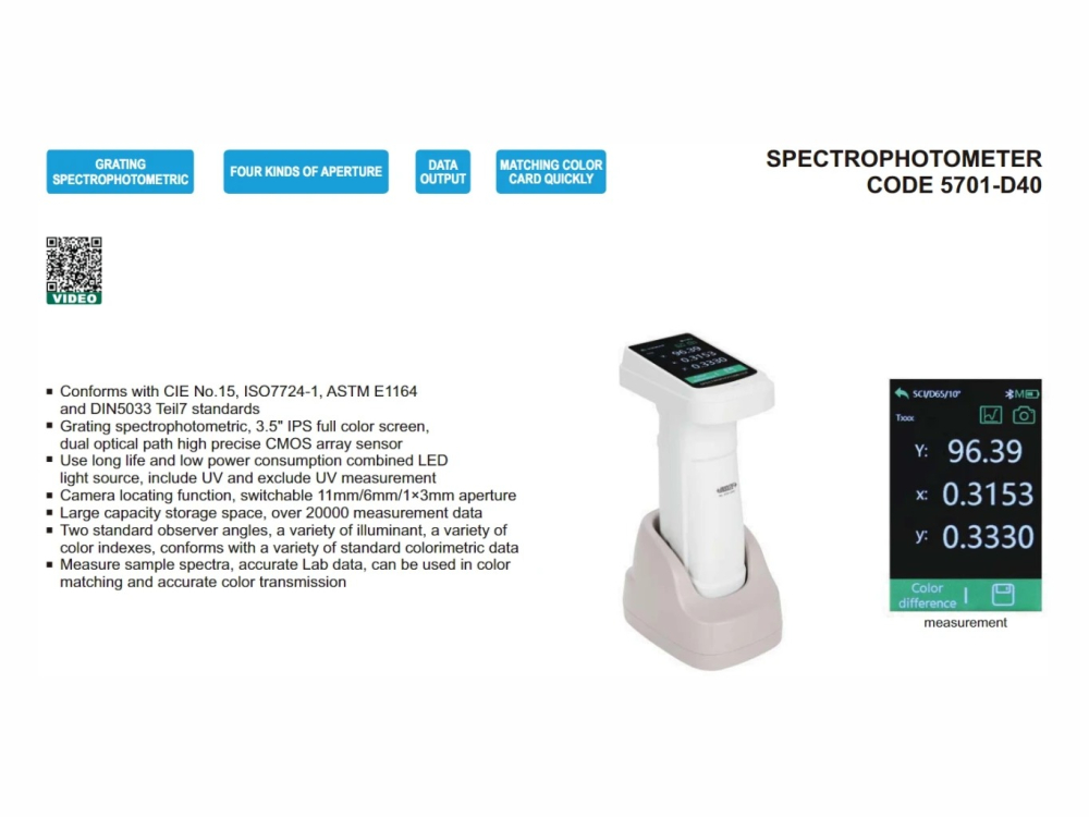 Spectrofotometru portabil INSIZE 5701-D40, iluminare difuza D/8, moduri SCI si SCE, ecran 3.5" IPS, memorie 20000 masuratori [2]
