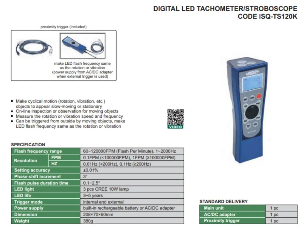 Stroboscop digital cu LED INSIZE, 60–120000 FPM, 3 LED-uri CREE [2]