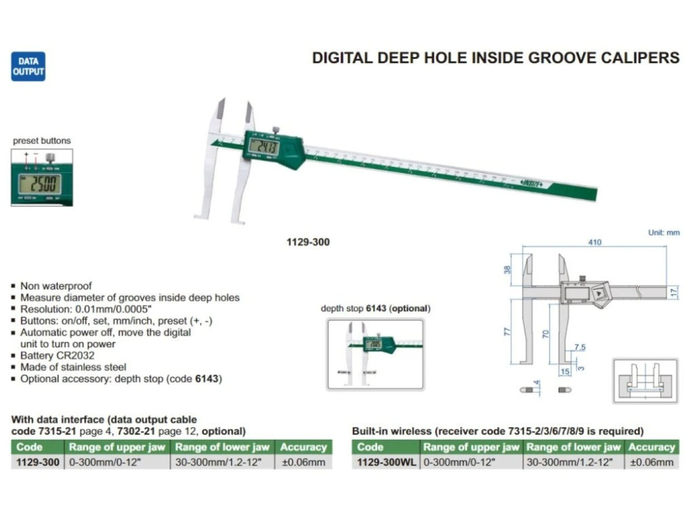 Subler digital cu ciocuri lungi pentru caneluri interioare INSIZE 0-300mm, rezolutie 0.01mm [2]