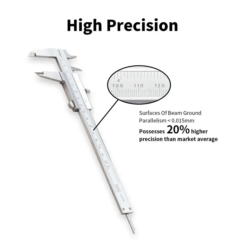 Subler mecanic Dasqua 200mm, venier monobloc, rezolutie 0,05mm, precizie +/−0,05mm [3]